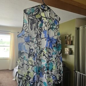 Lane Bryant PLUS 22W sleeveless collared sheer blouse.